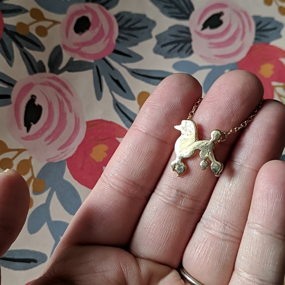 Nwot poodle charm dog gold necklace dainty